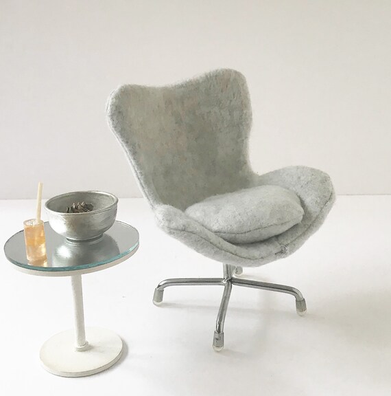 Play scale Dollhouse Miniature Upholstered Mid Century Swivel Egg Chair for Modern Dollhouse. Etsy