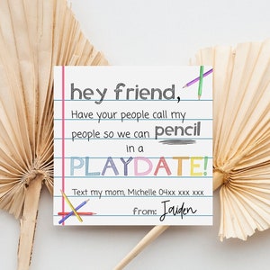 Tarjetas de cita de juego editables para niños Imprimibles de verano Regalos para estudiantes Regalos imprimibles de fin de año Tarjetas de presentación para niños Tarjeta de contacto de cita de juego para niños