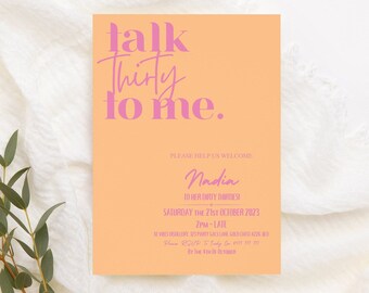Printable Talk Thirty To Me Invitation 30th Birthday Invitation Dirty Thirty Birthday Invite Thirty Flirty And Thriving Invitation 90s Theme