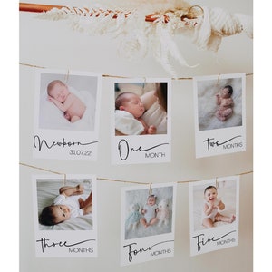 1st Birthday Photo Banner Printable Template Monthly Milestone First Birthday Garland Template Modern Babys 1st Birthday Party Decorations