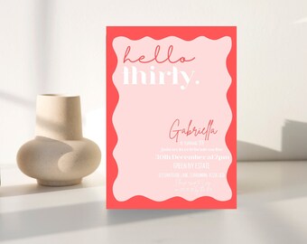 Personalized 30th Birthday Invitation Wavy 30 Invite Wavey Girls Dirty Thirty Printable 30th Birthday Invitation Custom Thirty Invitation