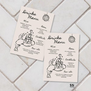 Hand Drawn Lobster Bar Menu Template Hand Drawn Scribble Illustrations Wedding Drinks Menu Sign Printable Handwritten  Cocktail Menu Signage