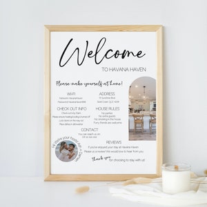 Airbnb Welcome Sign Printable Vacation Rental Template House Rules Poster Guest Arrival Short Stay Airbnb Guide House Host Manual Guide Info