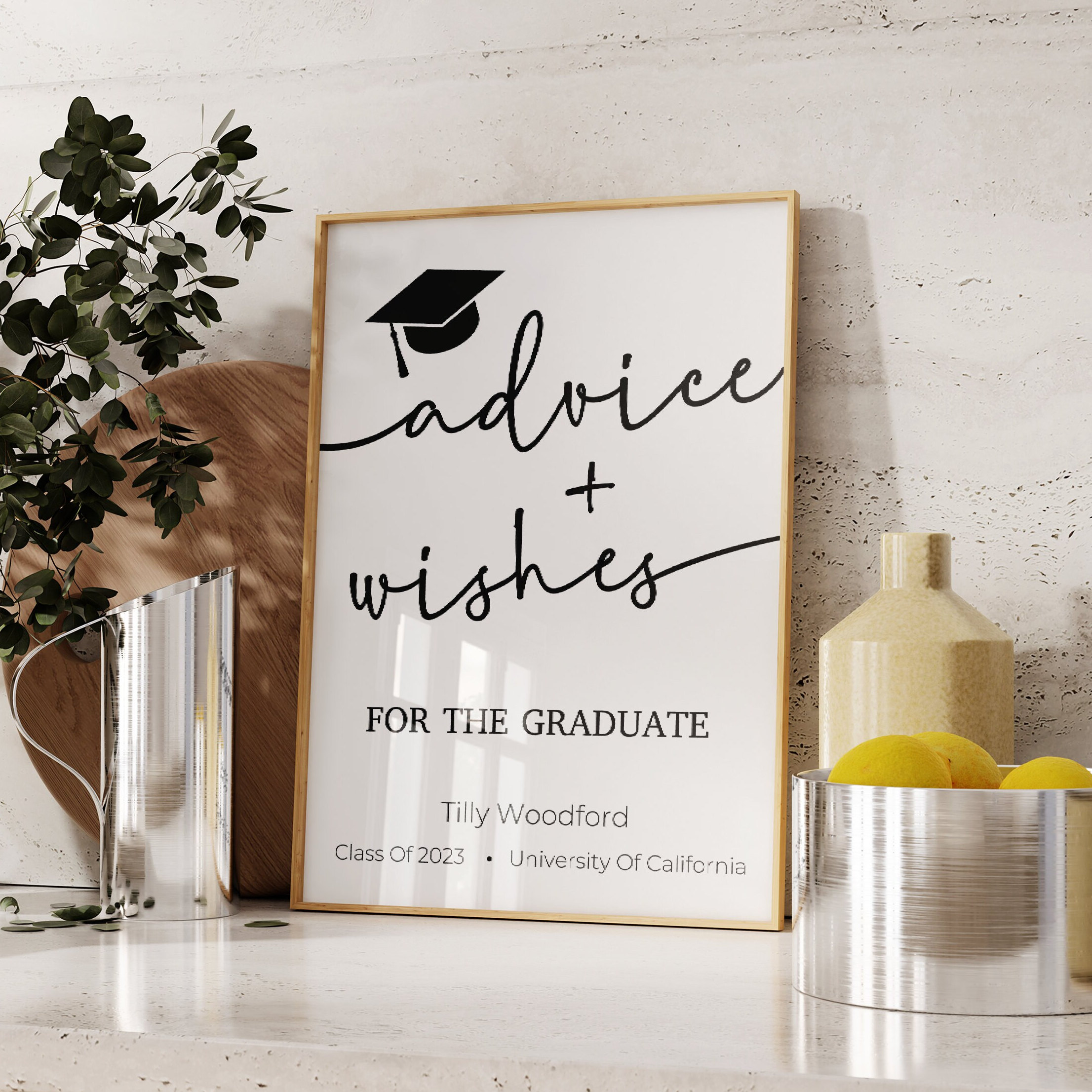 Grad Words Words of Wisdom Graduation Sign Template Printable Graduation Party ...