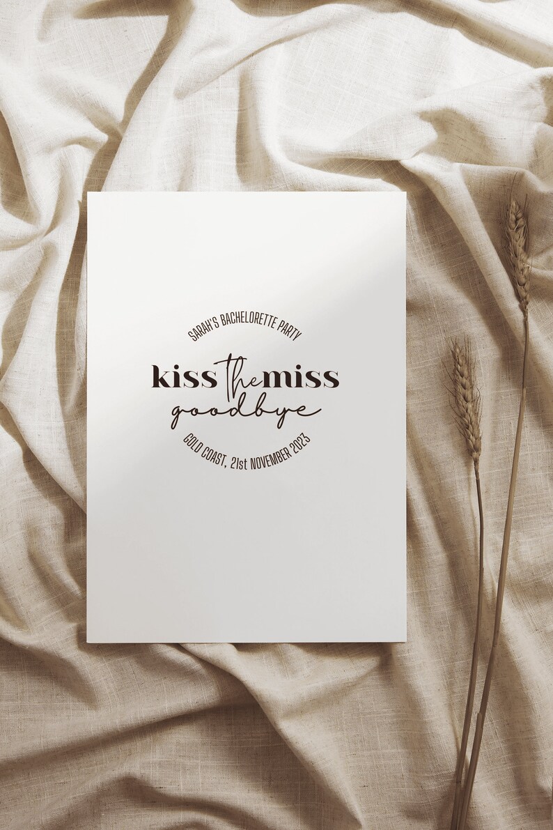 thumbnail image 2 of Personalised Kiss The Miss Goodbye Hen Party Game – A4 Or A3 Floral Keepsake 2 of 3