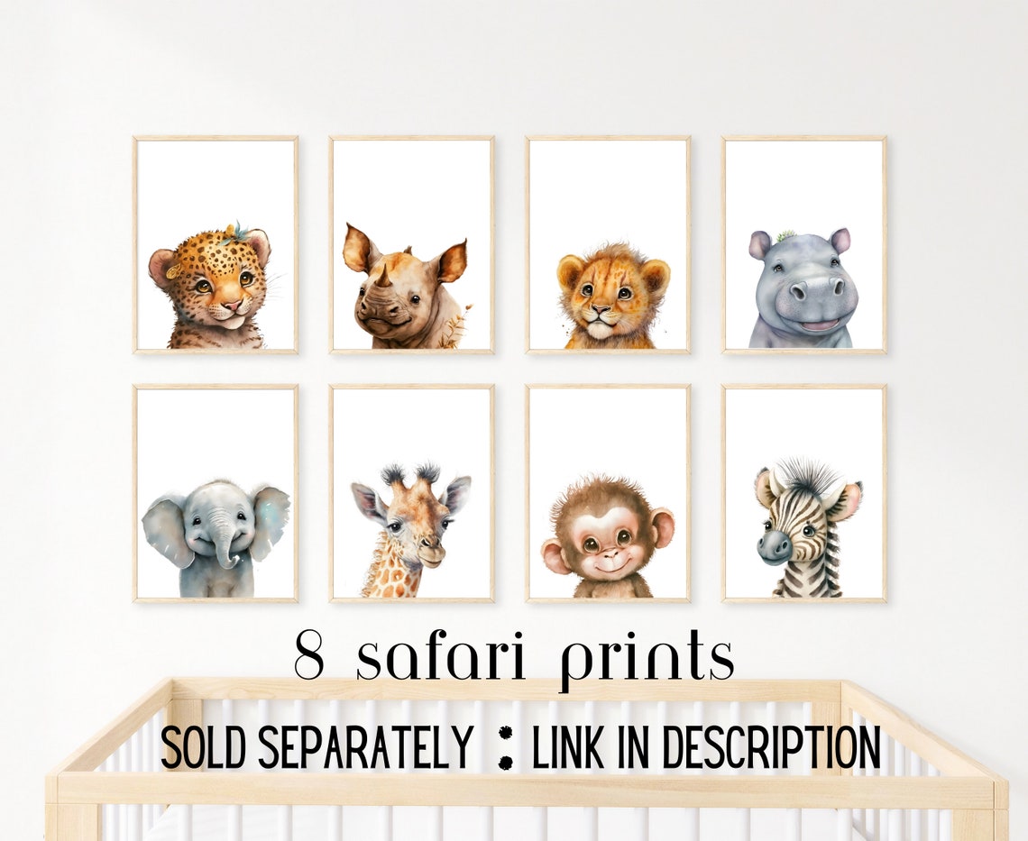 Set of 4 Safari Prints Nursery Prints Gender Neutral Boy Room Girls