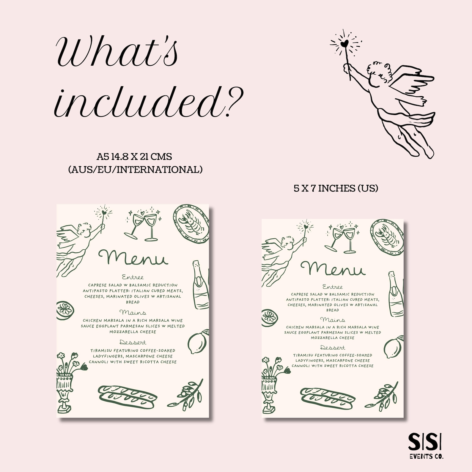 Hand Drawn Menu Template Fun Scribble Illustrations Illustrated Wedding ...