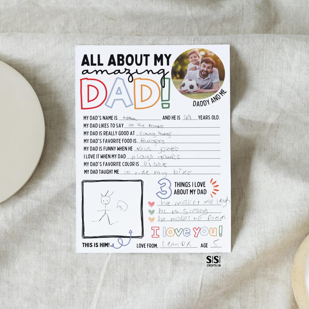 Fathers Day Questionnaire All About My Dad Printable Template Dad ...