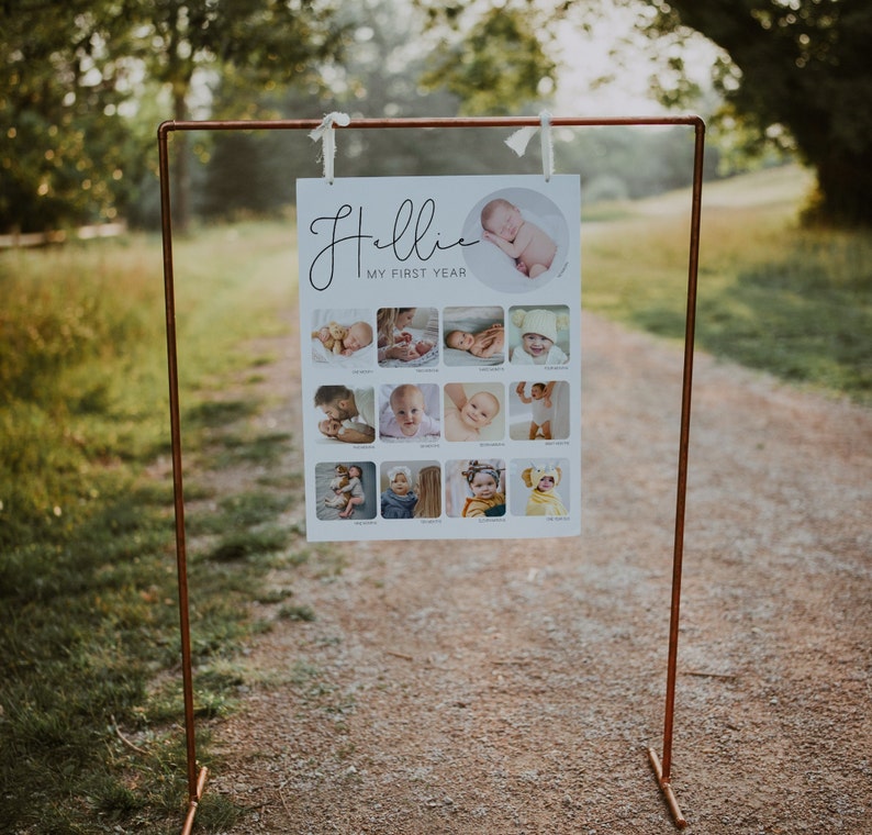 Printable babys first birthday photo collage poster first etsy