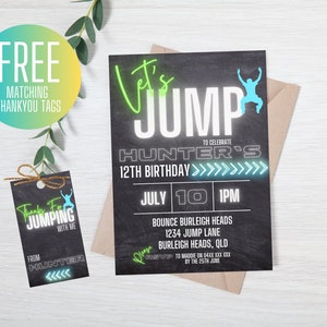 Personalized Jump Birthday Invitation Trampoline Party Invite Jumping Party Printable Boy Girl Birthday Trampoline Park Bounce Invitation