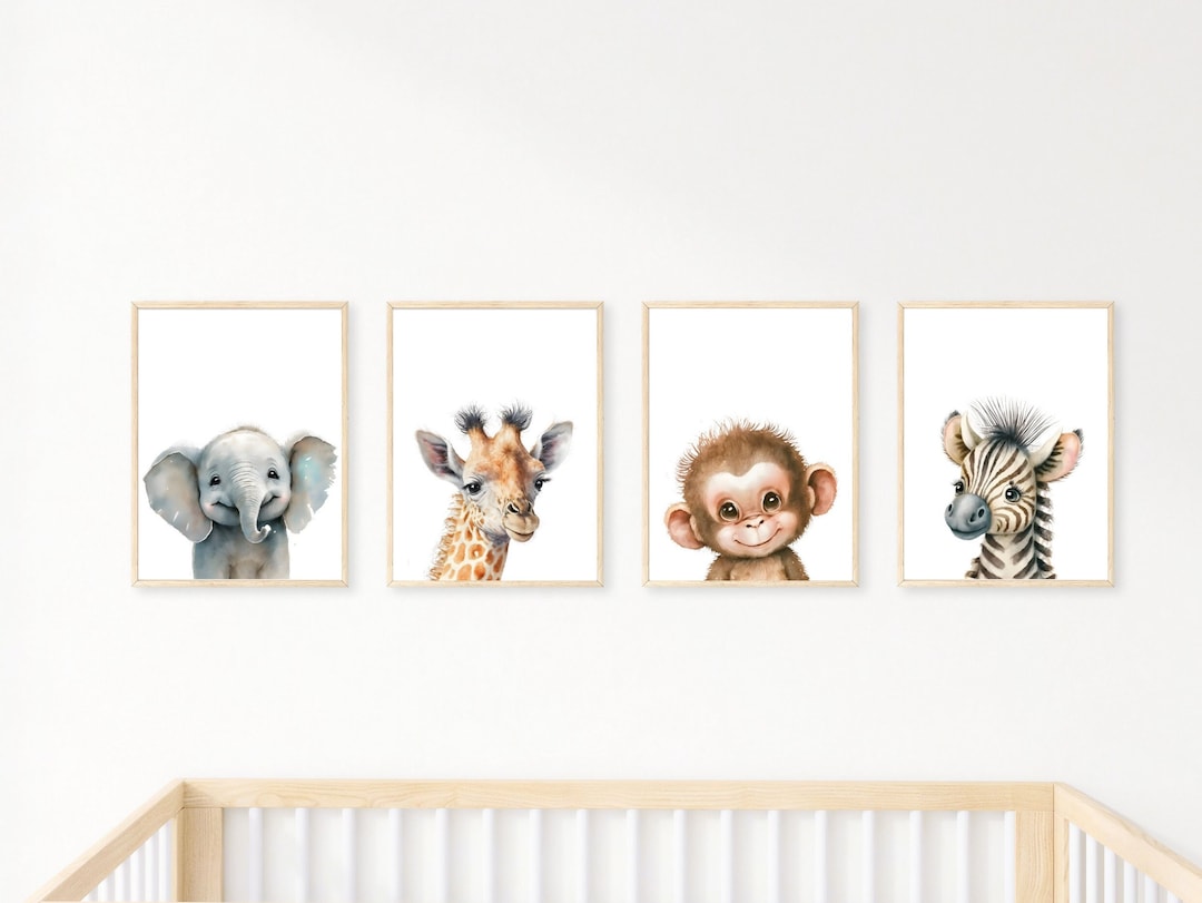 Set of 4 Safari Prints Nursery Prints Gender Neutral Boy Room Girls