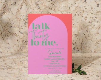 Printable Retro Talk Thirty To Me 30th Birthday Invitation Dirty Thirty Personalized Birthday Invitation 30th Birthday Electronic Invitation