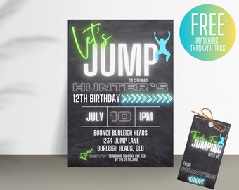 Jump Party Birthday Invitation Trampoline Party Invite Jumping Party Printable Indoor Playground Invite Trampoline Park Birthday Invitation