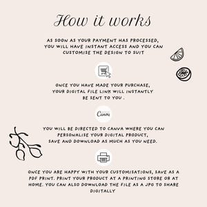 Hand Drawn Menu Template Fun Scribble Illustrations Illustrated Wedding ...