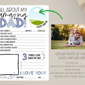 All About My Dad Printable Template Fathers Day Questionnaire Dad ...