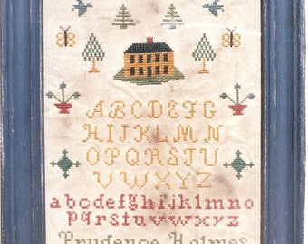 Primitive cross stitch, sampler chart/pattern,primitive needlework, schoolgirl sampler, early American , Prudence Holmes