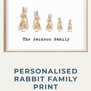 Personalised Bunny family print custom rabbit nursery decor woodland nursery wall art baby shower gift idea new baby or adoption prints image 19