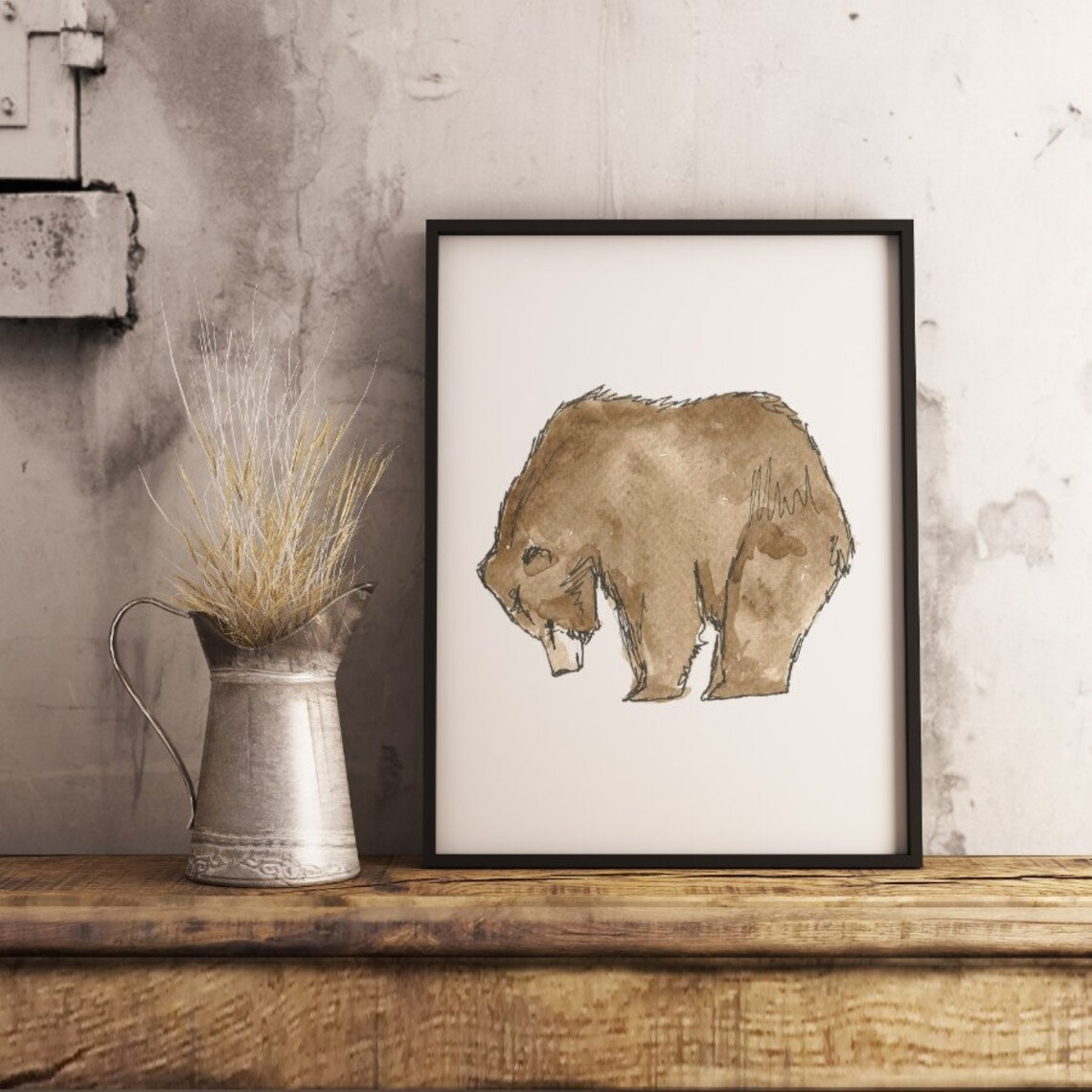 Grizzly Brown Bear Nursery Art Print | Etsy