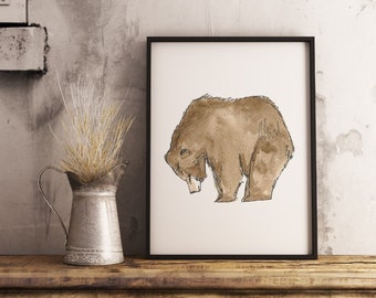 Impression d’art de pépinière d’ours brun grizzly