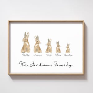 Personalised Bunny family print custom rabbit nursery decor woodland nursery wall art baby shower gift idea new baby or adoption prints image 14