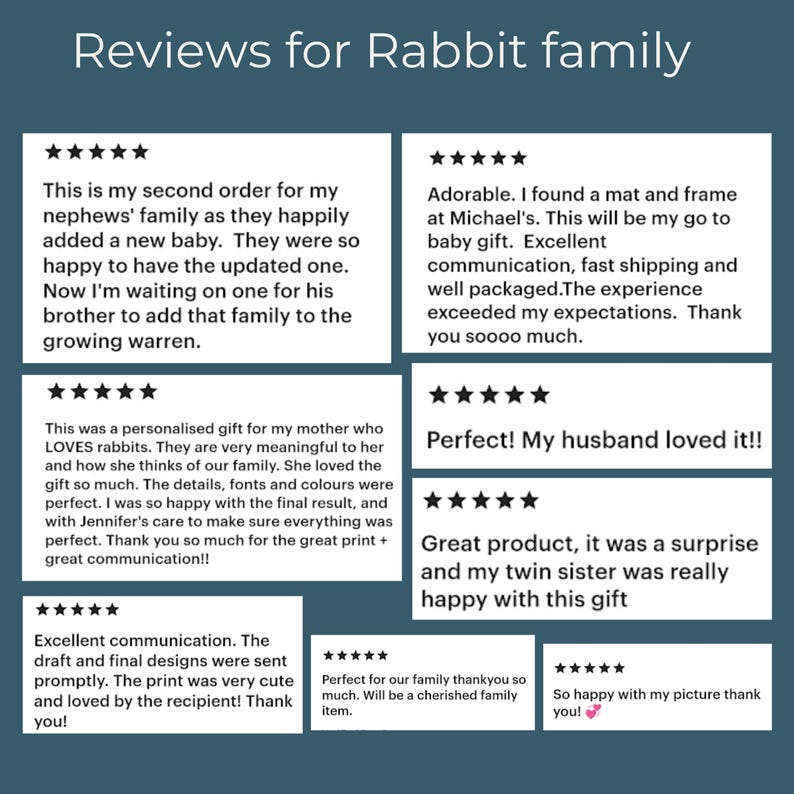 Personalised Bunny family print custom rabbit nursery decor woodland nursery wall art baby shower gift idea new baby or adoption prints image 12