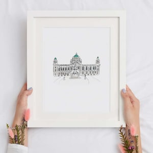 Impresión artística del Ayuntamiento de Belfast, Irlanda del Norte