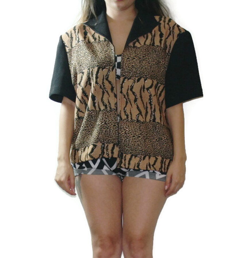 Vintage Animal Print Blouse Tiger Print Shirt 90s Grunge Etsy