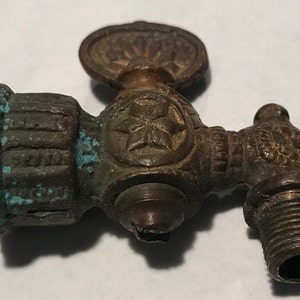 Fancy Antique Cast Brass Gas Stop Valve Antique Gas Lighting Fixture image 3