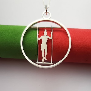 Silver Trapeze pendant, gift for trapeze artists, circus artists jewelry, circus jewelry