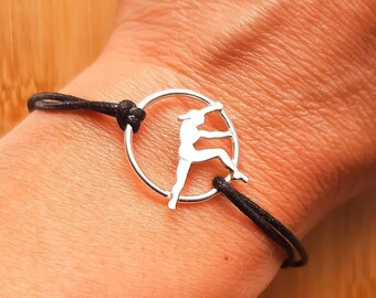 Silver climbing bracelet, gift for climber girls