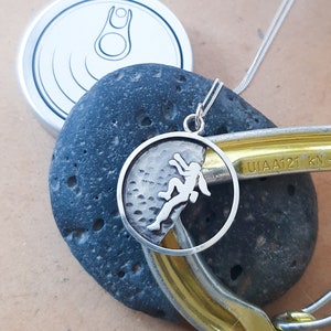 Silver climber necklace, handmade Rock Climbing jewelry