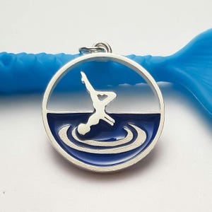 Synchronized swimming silver pendant, Custom gift for swimmer girl, Swimming jewelry