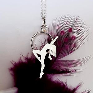 Silver aerial hoop necklace, jewelry for aerialists, gift for acrobats, aerial dancer pendant, lyra dancer gift