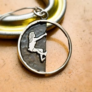 Silver climber necklace, handmade Rock Climbing jewelry and engraved with your name