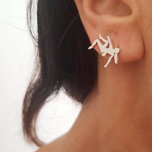 Silver Climbing Earrings, Climbing Climber Earrings, Gift for Climber girls