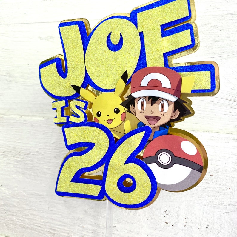 Pokemon themed cake topper personalised birthday topper | Etsy