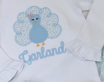 Taylor Turkey - Blue Floral Girl Turkey - Embroidered - Personalized - Monogram