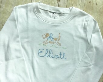 Boys Outfit - Running Dog - Light Blue