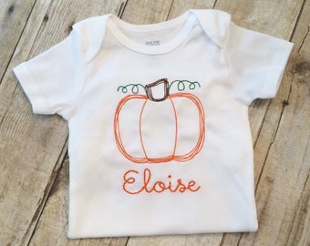 Halloween baby bodysuit or shirt,  monogram outfit - pumpkin shirt - Toddler girl - Baby Girl personalized Halloween