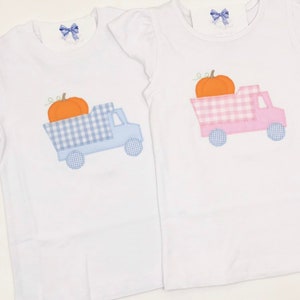 Pumpkin Dump Truck Shirt - Personalized - Pink and Blue - Fall