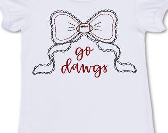 Personalized Football Bow Shirt with Custom Colors - Girls - Ruffle Shirt - College Football - Embroidered - Name