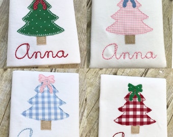 Christmas Tree Cotton Shirt - Personalized - Child's Winter Outfit - Monogrammed