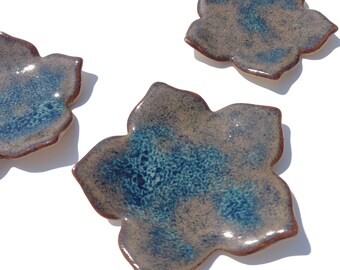 Brown & Green Small Porcelain Wall Art Sculptures - Ceramic Installation - Set of 7