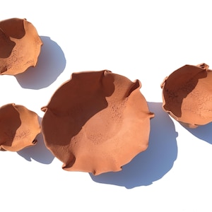 Terracotta Wall Art - Ceramic Sculpture - Mosaic Tiles - Home decor - Set of 4