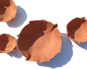 Sztuka ścienna z terakoty - Rzeźba ceramiczna - Płytki mozaikowe - Wystrój domu - Zestaw 4 sztuk