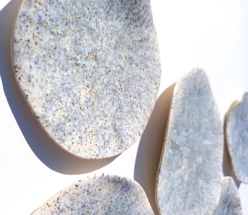 White, Blue & Beige Porcelain Wall Sculpture with Hangers - Organic Art Installation - Made to Order image 8