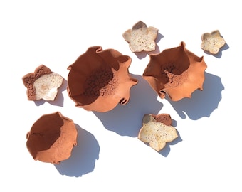 Sztuka ścienna z terakoty – Rzeźby ceramiczne – Organiczny, nowoczesny wystrój domu – Zestaw 7 sztuk
