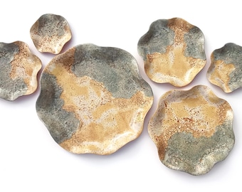 Sage Green and Terracotta Wall Art - Ceramic Sculpture - Modern Decorative Tiles - Made to Order