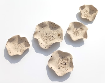 Beige Speckled Stoneware Flower Tiles: Large Ceramic Wall Art (MADE TO ORDER)