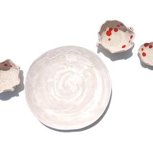 Red & Off-White Ceramic Tile Wall Art - Set of 4